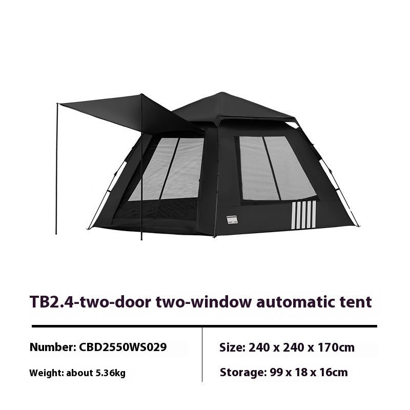 Blackdog Leisure TB2.4 Automatic Tent Portable 2-4 Persons Sunshade Black Coating Panorama Screen Window 150D Oxford Cloth Glass Fiber Waterproof Tent