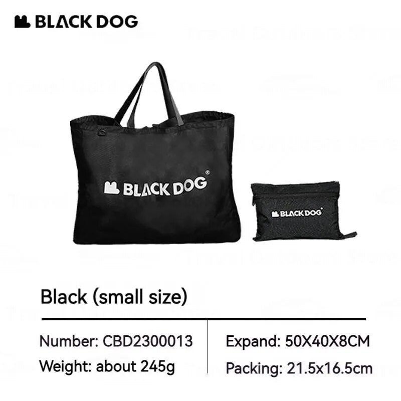 BLACKDOG Black Mutli-Functional Shopping Bag Portable Ultralight Storage Tote Bag Strong Durable Wear Resistant Carrying Bag Eco Bag With Zipper