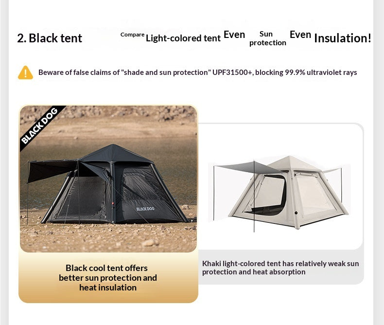 Blackdog BLACK HOME AIR 5.8 Inflatable Tent 3-4 Persons Dome Style Fast Build Waterproof Black Vinyl Coated Sunscreen With Electric Air Pump Outdoor