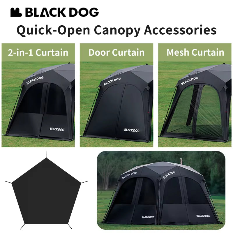 Blackdog STARRY DOME Pentagonal Canopy Hook Version Quick Open Sunshade Self-Supporting Canopy Outdoor Camping Black Coated Vinyl Tent Rainproof Sunscreen Windproof