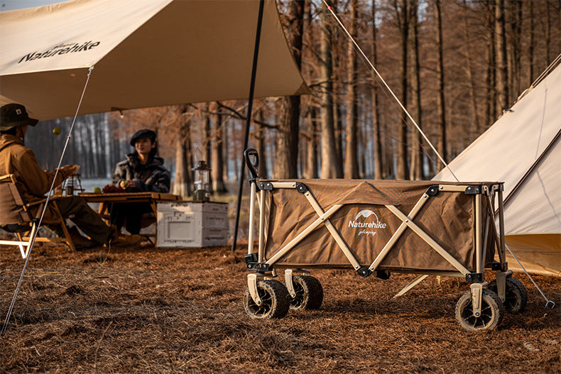 Naturehike TC03 Big Wheel Folding Trolley 140L Luggage Carrying Cart 120kg Load Bearing Four Way Trolley Carrier Wagon with Optional Tabletop Board