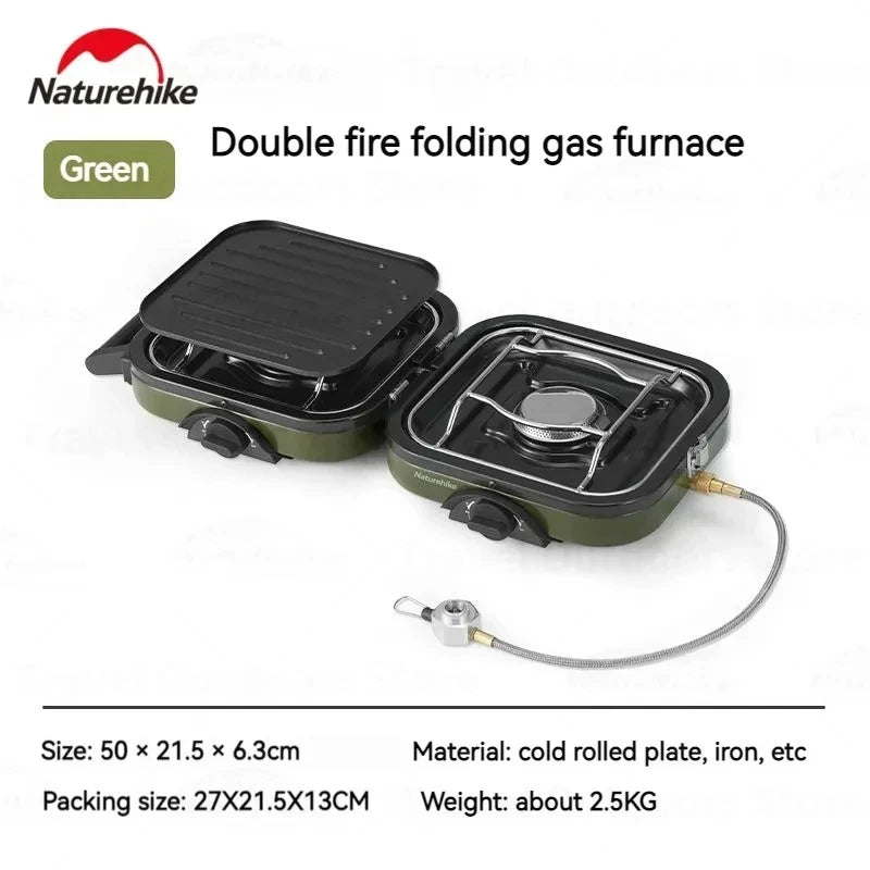 Naturehike Dual Firepower Folding Gas Stove Double Butane Gas Burner Stove Outdoor Camping 2300W High Fire Power Screw Type Isobutane Fuel Type