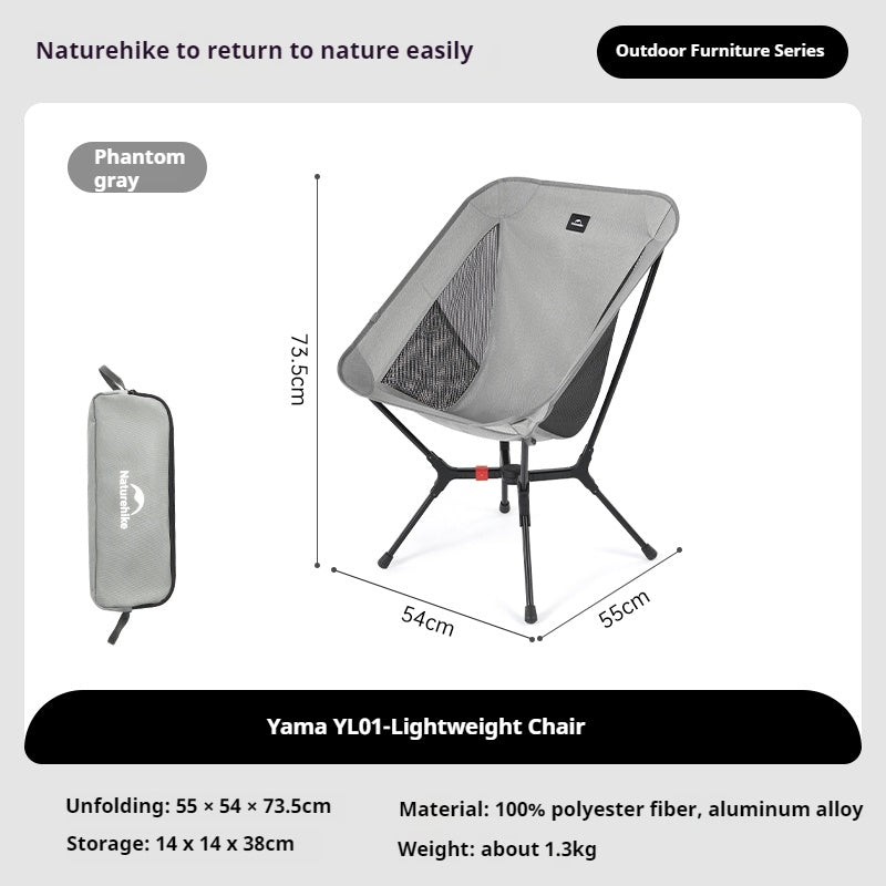 Naturehike YL01 Moon Chair Portable Quick Open Wide Seats Folding Camping Chair Load Bearing 200kg X-Shaped Support Structure Outdoor Fishing Beach Seat
