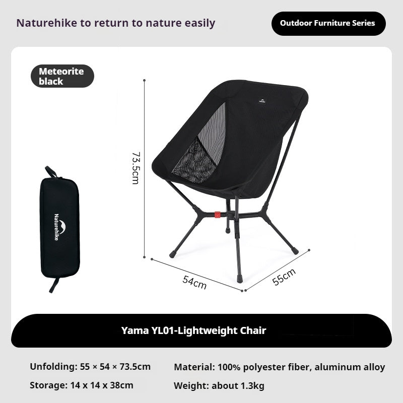Naturehike YL01 Moon Chair Portable Quick Open Wide Seats Folding Camping Chair Load Bearing 200kg X-Shaped Support Structure Outdoor Fishing Beach Seat