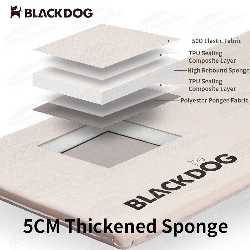 BLACKDOG 5CM Thickened Air Cushion Foam with 12CM Thick Pillow Outdoor Camping Sleeping Pad Mattress Single Double Bed Portable Folding Mat Automatic Air Auto Inflate Tent Bed Black Dog