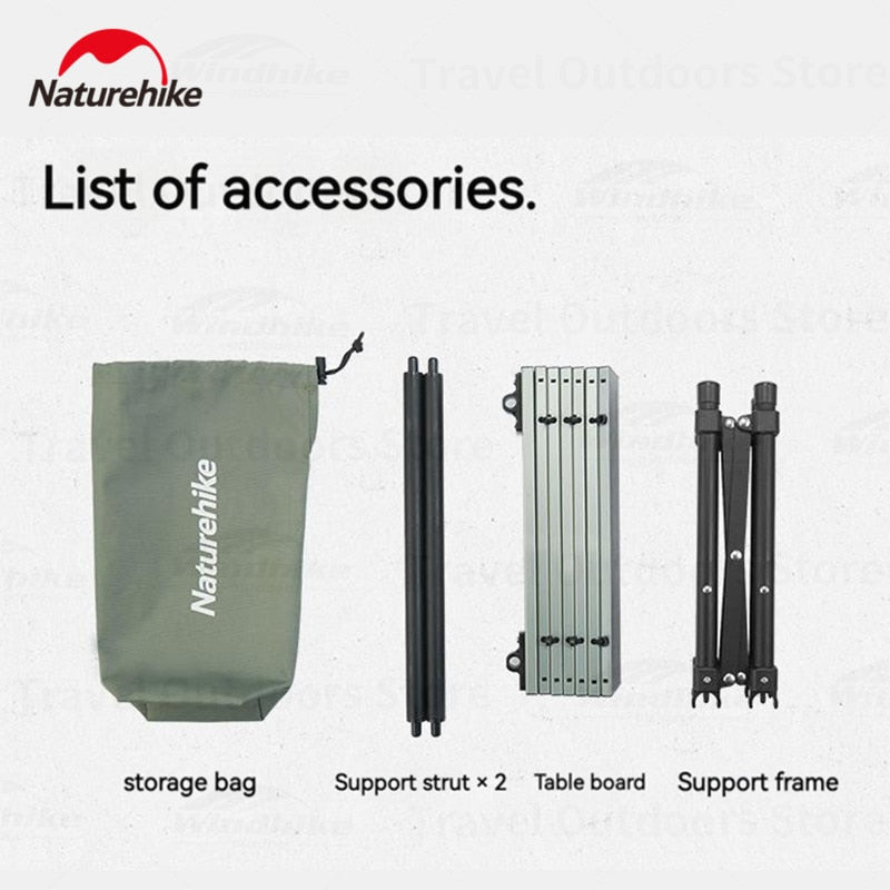 Naturehike Mini Square Camping Table Folding Portable Only 1kg Foldable Aluminum Durable 50kg Max Load Ultralight Hiking Backpacking Picnic BBQ