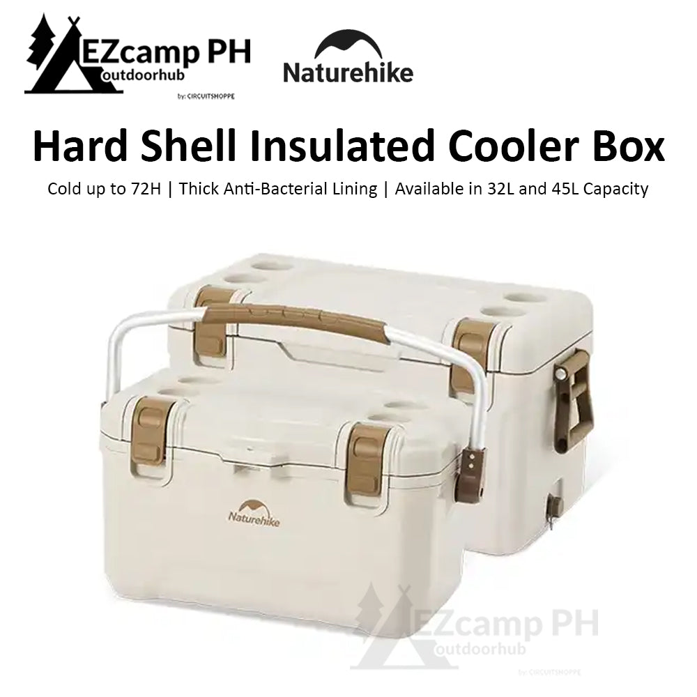 Naturehike SUB ZERO Hard Shell Outdoor Camping Cooler Box up to 72H Food Drinks Ice Storage Container Foam Insulation Anti-Bacterial Food Grade
