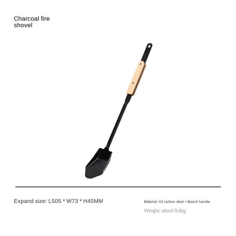 Mobi Garden Charcoal Tool Set Portable Lightweight Charcoal Clip Tong Hook Shovel Spatula Cooking Equipment Tool Outdoor Camping Grill BBQ