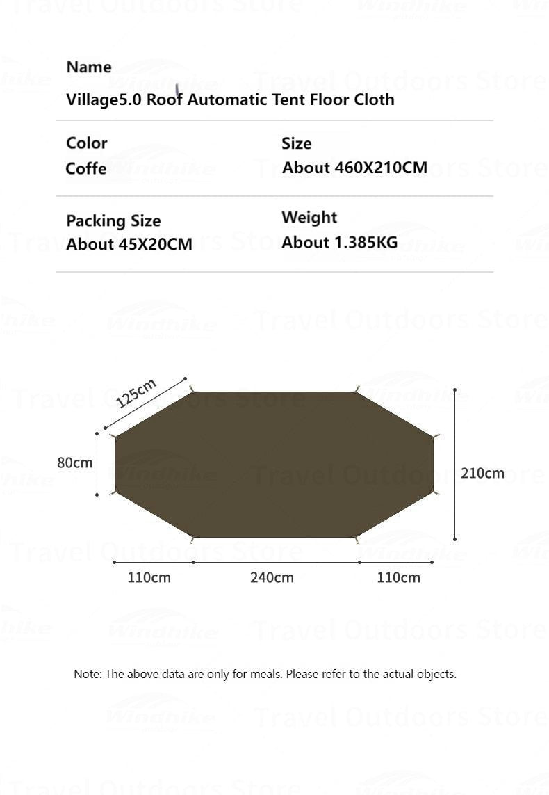 Naturehike Village 5.0 | 13 Tent Ground Cloth Sheet Camping Automatic Tent Floor Mat Add-on Footprint Groundsheet Waterproof Mat Moisture Proof Pad 5