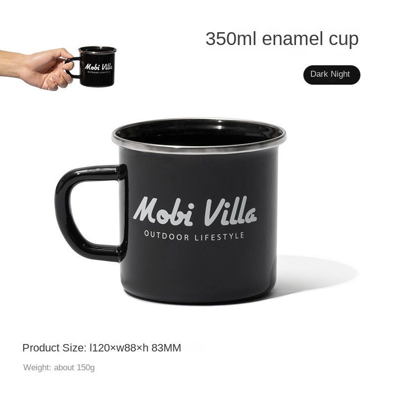 Mobi Garden Enamel Glazed Kettle and Mug 6 Layer Italian Enamelware Retro Classic Aesthetic Style 2L Boiling Water Coffee Tea Cookware Pot Cup Teapot