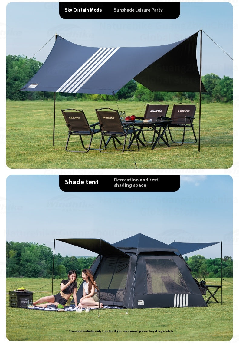 Blackdog Leisure TB2.4 Automatic Tent Portable 2-4 Persons Sunshade Black Coating Panorama Screen Window 150D Oxford Cloth Glass Fiber Waterproof Tent