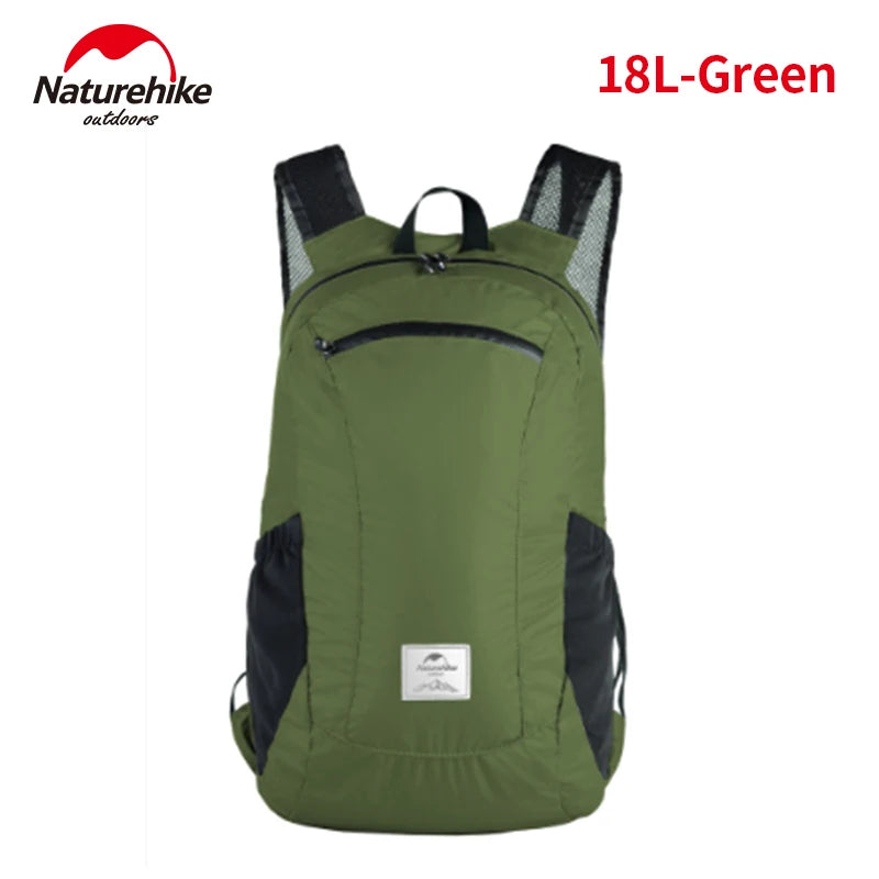 Naturehike 18L Waterproof Backpack Portable Ultralight Foldable Unisex Backpack Large Capacity Bag Soft And Breathable Wear Resistant Camping Travel Hiking Bag
