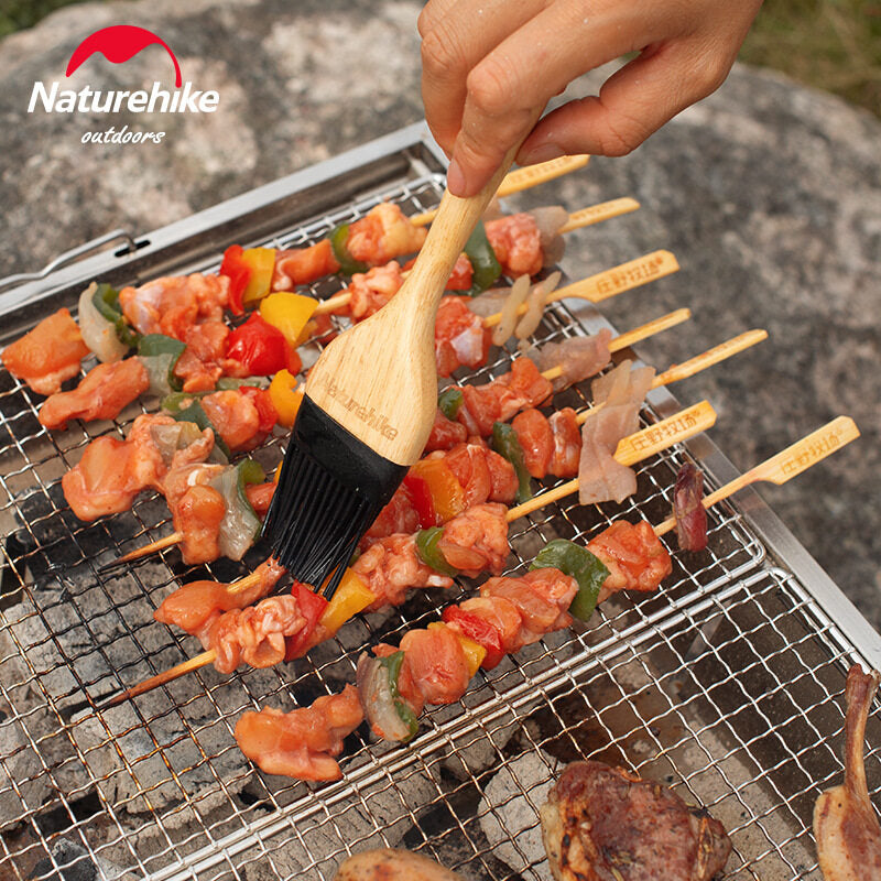Naturehike Stainless Steel BBQ Grill Tool Utensil Set Spatula Fork Clip Charcoal Tong Oil Brush Outdoor Camping Picnic with Portable Storage Grilling