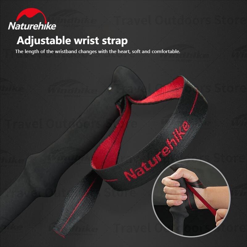 Naturehike ST06 Aluminum Alloy Trekking Pole Outdoor Stick Rod Telescopic Mountaineering Camping Trekking Trek Pole 3-Section Externally Locked