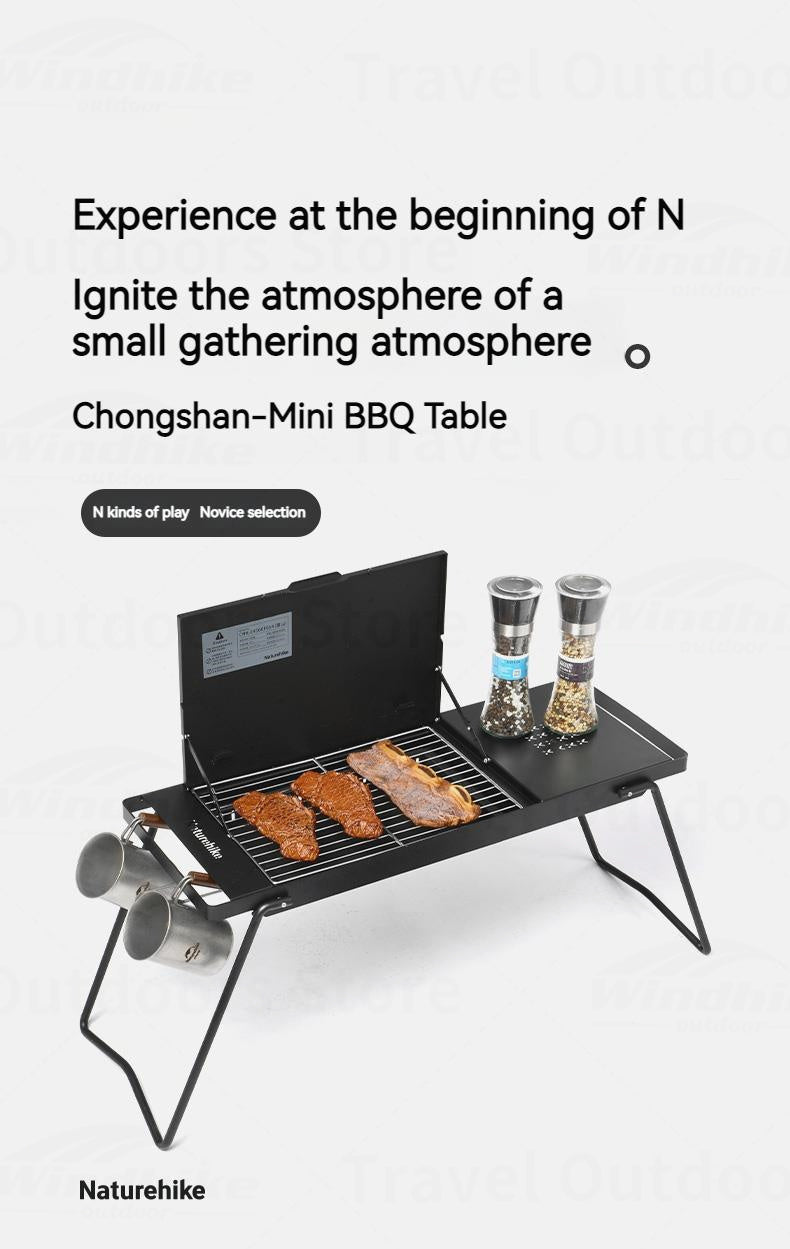 Naturehike Mini BBQ Table Outdoor Portable Lightweight Folding Tabletop Grill Multi-Function With 2 Speed Adjustable Fire Desktop Burner Table Heater