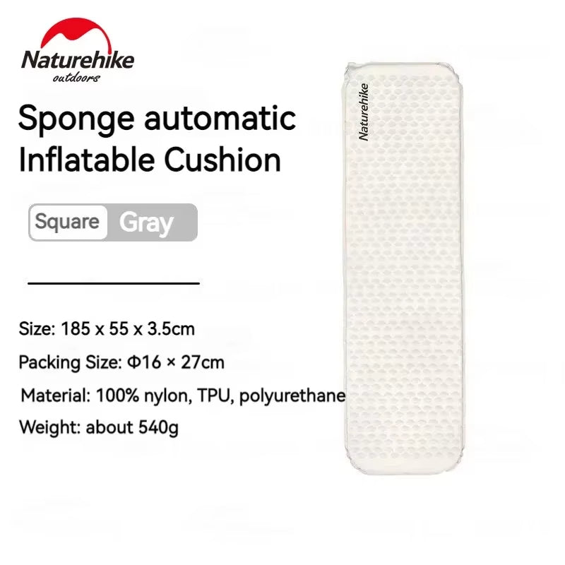 Naturehike FISHBONE Infatable Cushion Self-inflating Mat Air Sponge Single Bed Mattress Sleeping Pad Moisture-proof Two-way Valve Camping Hiking Travel