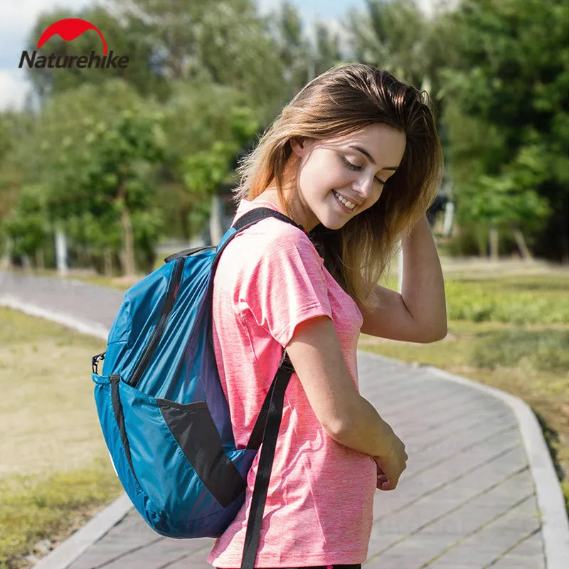 Naturehike 18L Waterproof Backpack Portable Ultralight Foldable Unisex Backpack Large Capacity Bag Soft And Breathable Wear Resistant Camping Travel Hiking Bag