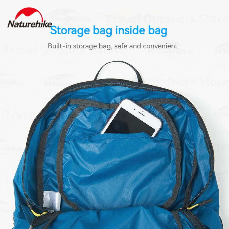 Naturehike 18L Waterproof Backpack Portable Ultralight Foldable Unisex Backpack Large Capacity Bag Soft And Breathable Wear Resistant Camping Travel Hiking Bag
