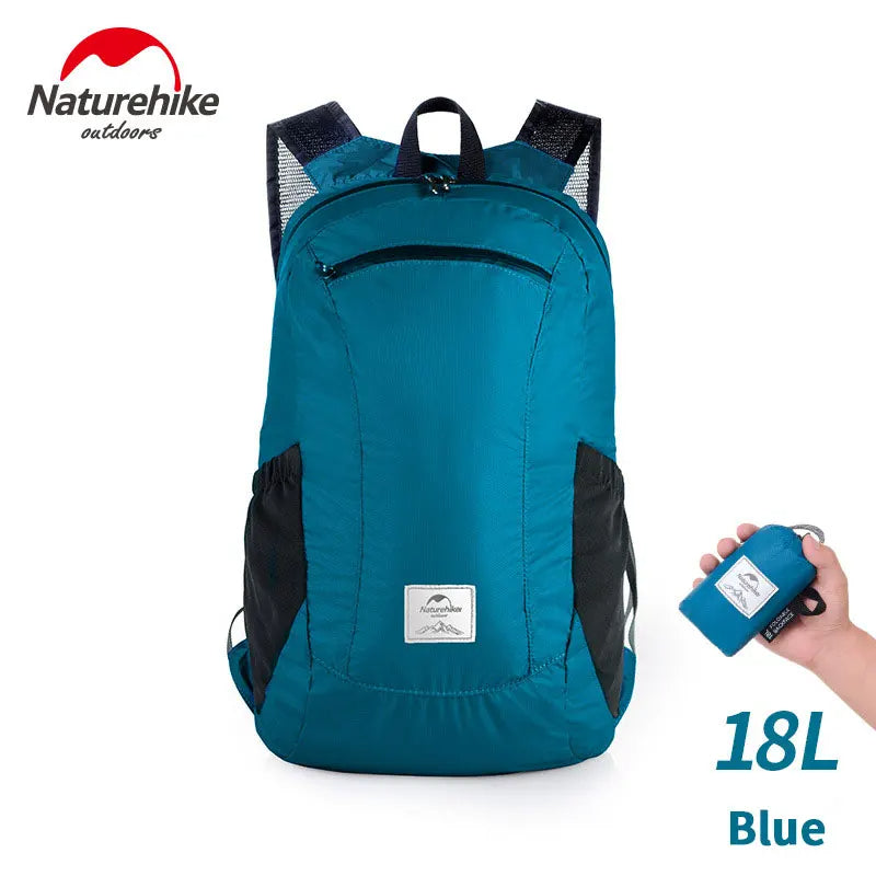 Naturehike 18L Waterproof Backpack Portable Ultralight Foldable Unisex Backpack Large Capacity Bag Soft And Breathable Wear Resistant Camping Travel Hiking Bag