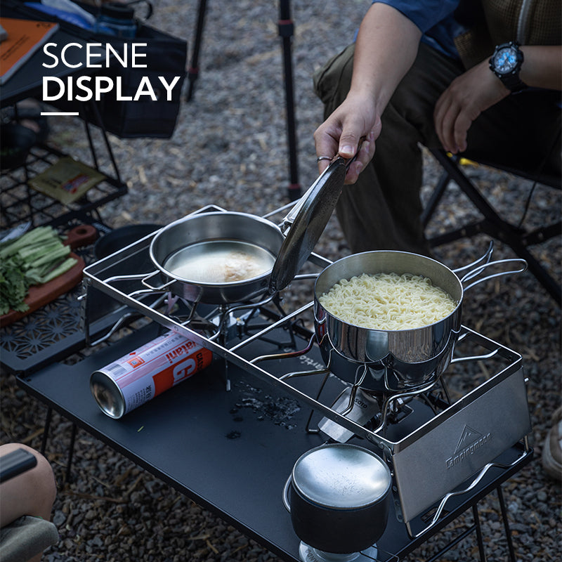 CAMPINGMOON MSW-1018 MSW-1019 Folding Grill Stove Net Rack Stand Windproof Version BBQ Charcoal Butane Stove Grill Mount Bracket Built-in Windshield