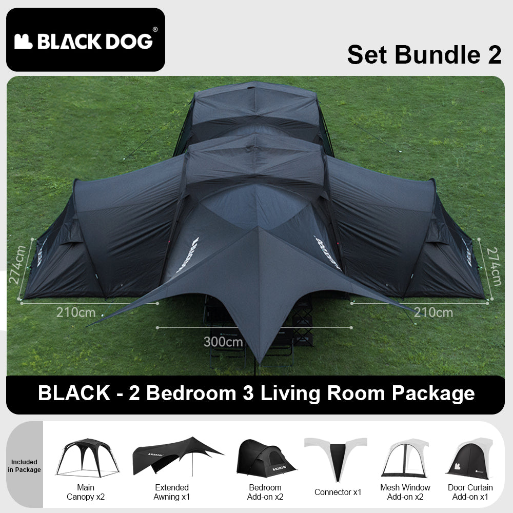 BLACKDOG DOME SKY Automatic Modular Multiple Setting Canopy Tent Unlimited Connection Bedroom Living Area Waterproof Outdoor Fast Build 4-12 Person Unicorn