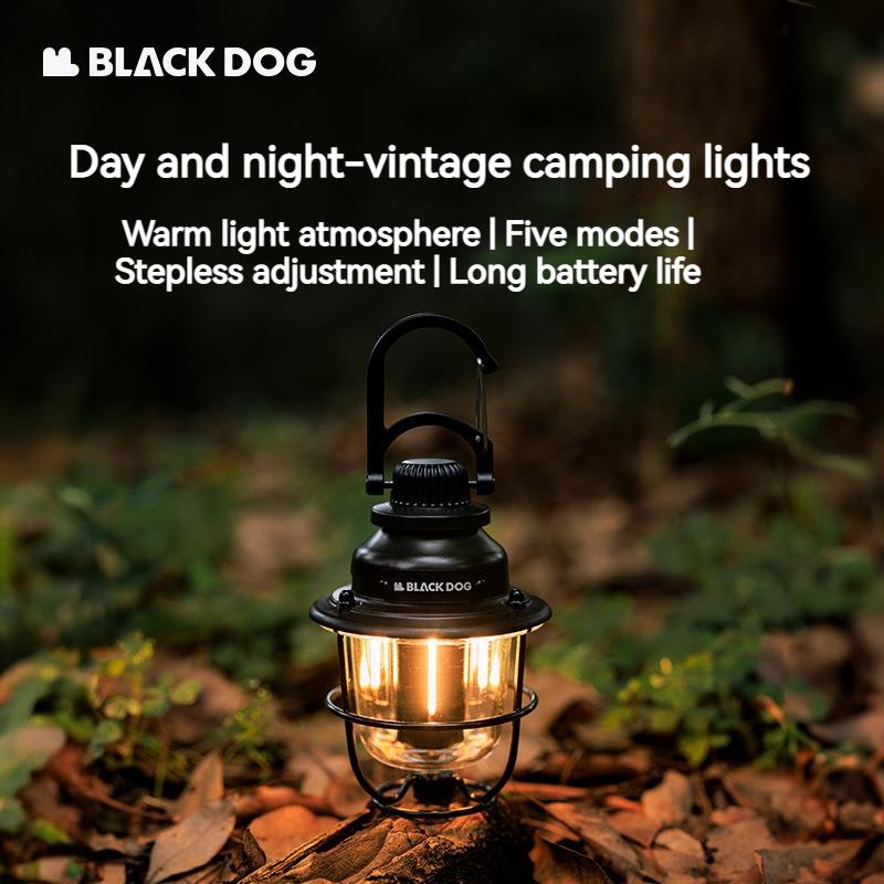 BLACKDOG Rechargeable Camping Lamp Outdoor Portable Ultralight Multi-Function Emergency Atmosphere Light Tent Retro Hanging Lantern Waterproof Hiking Picnic Travel Heavy Duty Original Black Dog