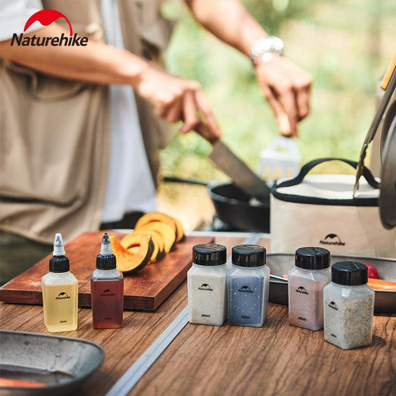 Naturehike Convenient Portable Seasoning Condiments Bottle Jar Outdoor Camping Picnic BBQ Tableware 6 or 8 in 1 Sauce Container Set Pack with Bag