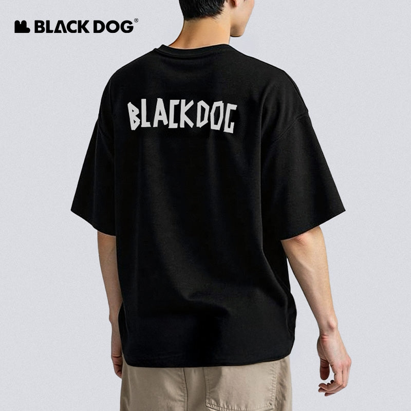 BLACKDOG Black Silhouette T-Shirt Unisex Quick-Dry Breathable Fabric Oversized Sweat-Absorbent Non-Sticky Anti-Deformation & Anti-Fraying Street Loose Edition