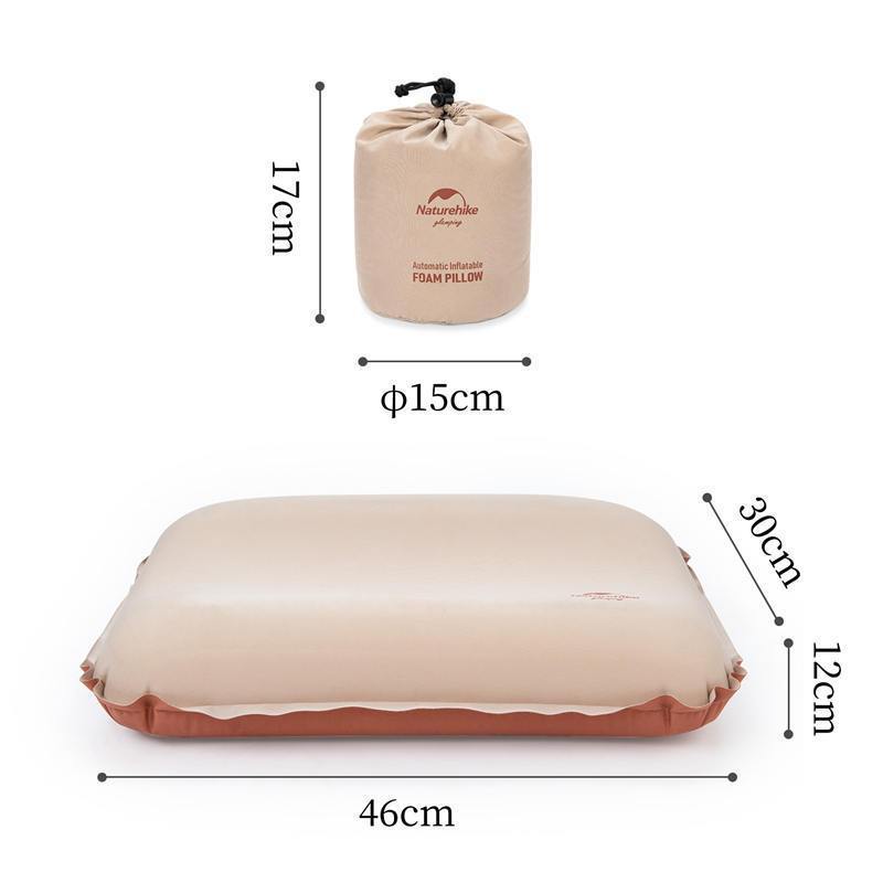 Naturehike Portable Self Inflated Foam Camping Travel Pillow 3D Silent Sponge Ultralight Inflate Auto Inflating Sleep Neck Support Optional Cover Case