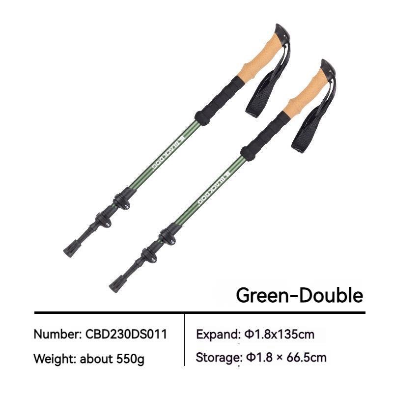 BLACKDOG Outdoor Telescopic 66.5-135CM Walking Trek Rod Stick Ultralight 6061 Aluminum Alloy Portable 3-Section External Lock Stick Trekking Poles