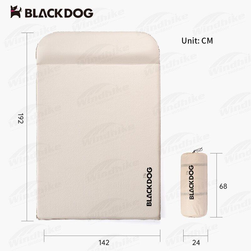 BLACKDOG 5CM Thickened Air Cushion Foam with 12CM Thick Pillow Outdoor Camping Sleeping Pad Mattress Single Double Bed Portable Folding Mat Automatic Air Auto Inflate Tent Bed Black Dog