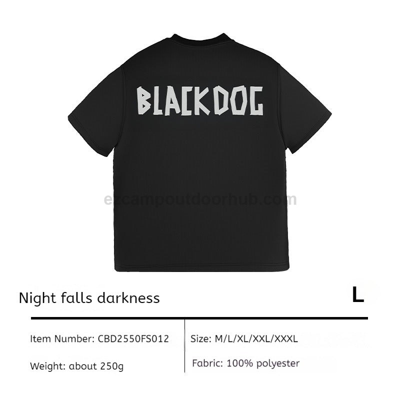 BLACKDOG Black Silhouette T-Shirt Unisex Quick-Dry Breathable Fabric Oversized Sweat-Absorbent Non-Sticky Anti-Deformation & Anti-Fraying Street Loose Edition