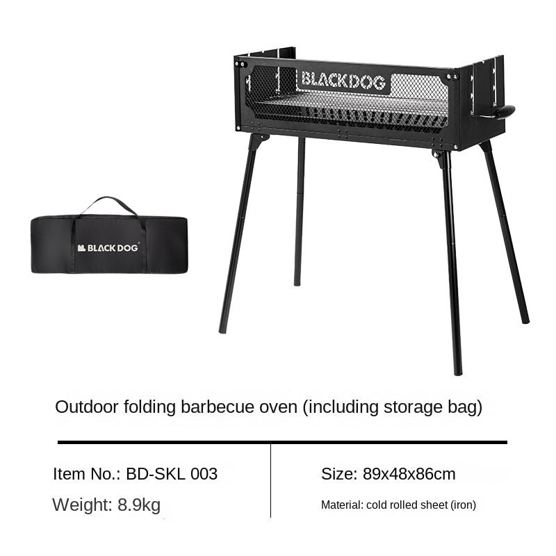 BLACKDOG Portable Standing Black Camping Charcoal BBQ Grill Stove with Storage Bag Outdoor Camping Folding Foldable 3 Level Adjustment Easy to Clean