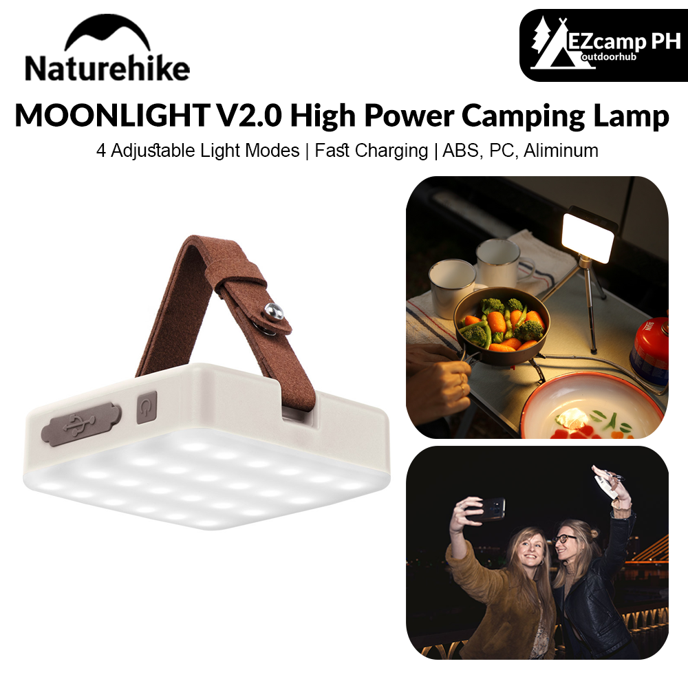 Naturehike Moonlight V2 High Power Camping Lamp Tent Portable Multifunction 4 Adjustable Modes LED Photo Light Lantern Type-C Rechargeable Waterproof