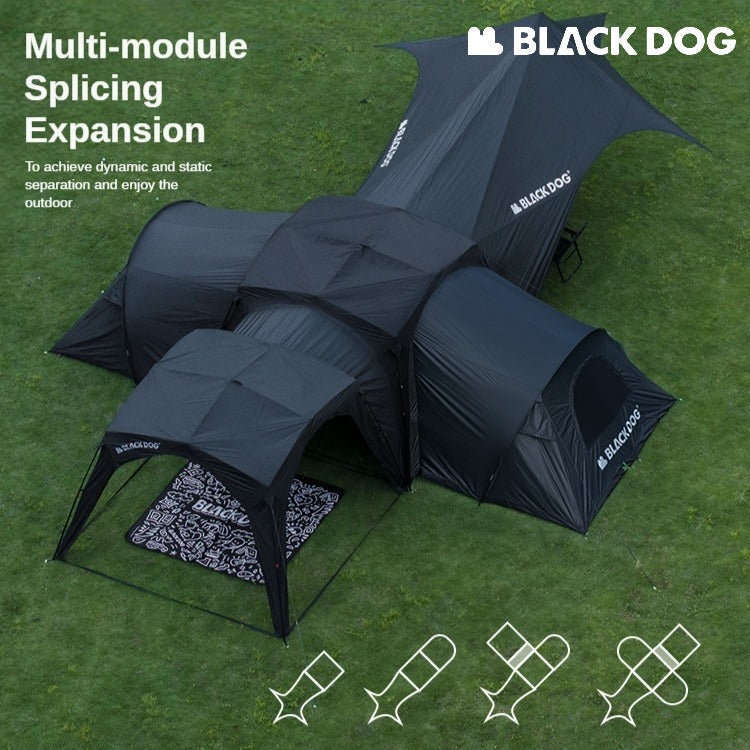 BLACKDOG DOME SKY Automatic Modular Multiple Setting Canopy Tent Unlimited Connection Bedroom Living Area Waterproof Outdoor Fast Build 4-12 Person Unicorn