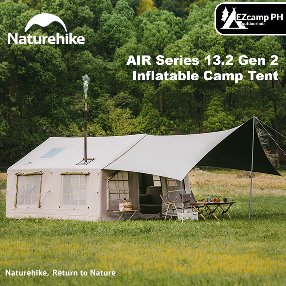 Naturehike AIR 13.2 Gen 2 Inflatable Tent Premium Large up to 26m² Use Space Camping 6-8 Persons Waterproof Air PVC Poles Built-in Detachable Awning Canopy