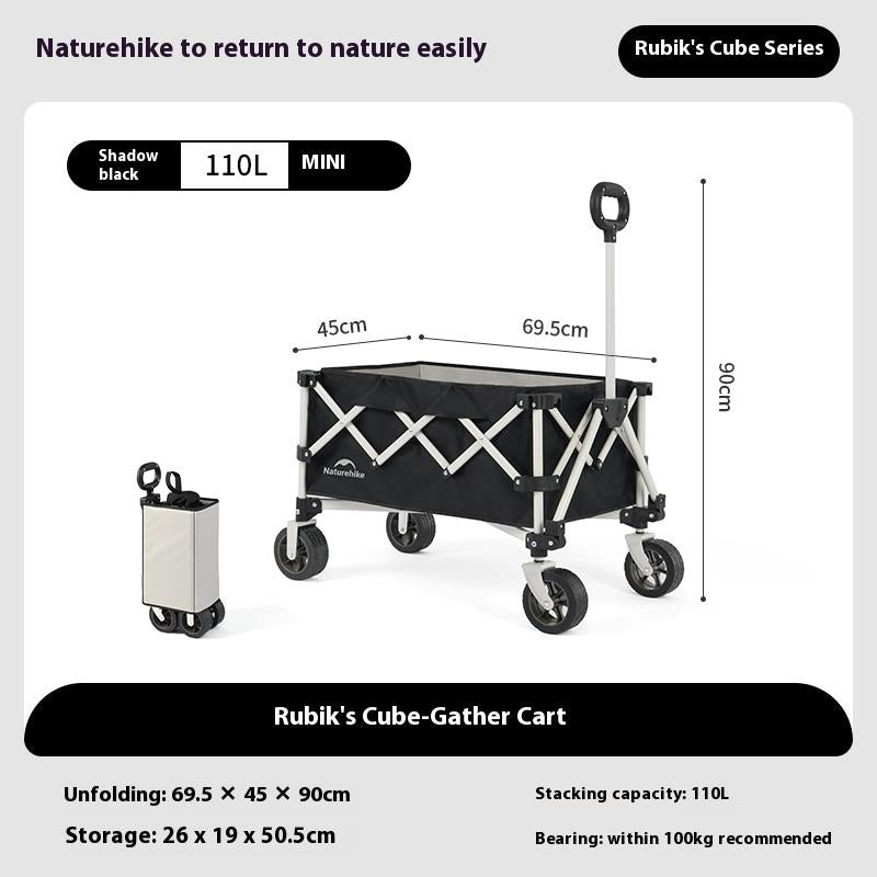 Naturehike RUBIK's CUBE Series Folding Trolley Portable Ultralight All Terrain Collapsible Gathering Hand Cart Wagon With Brake Large Capacity Storage
