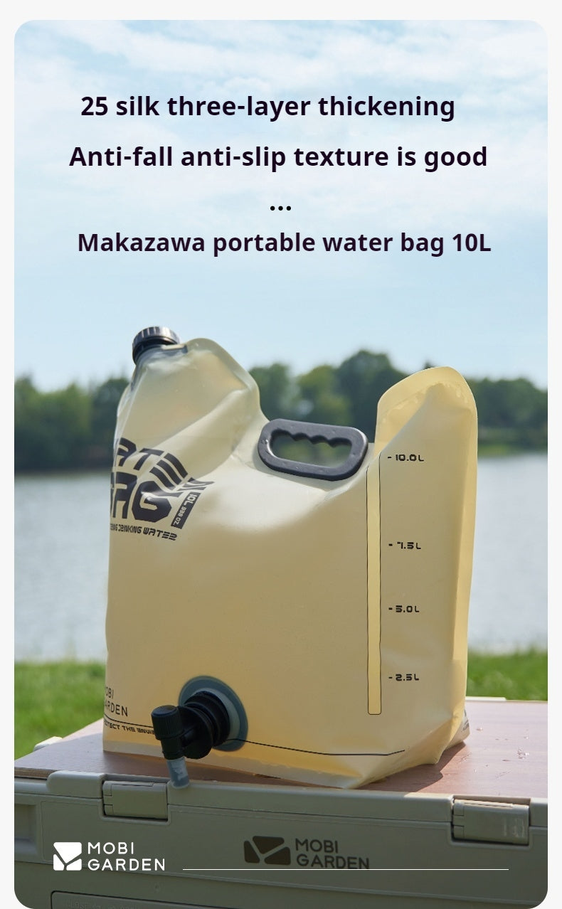 MOBI GARDEN 10L Water Bag With Faucet Portable Foldable Multipurpose Large Capacity Folding Water Container Handle Outdoor for Camping