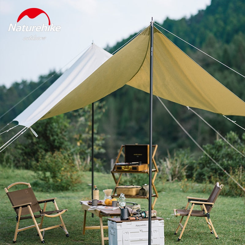 Naturehike Carbon Fiber Canopy Pole Portable Ultralight 2pcs Set 2.4m Awning Canopy Tarp Tent with Storage Bag Premium each Pole 4 Section Folding