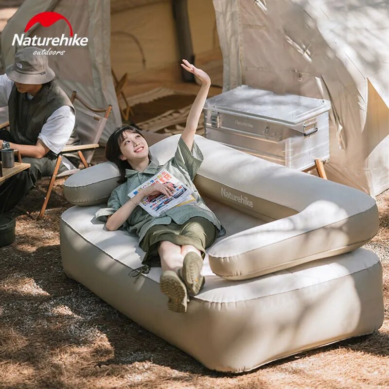 Naturehike Removable Backrest TPU Air Sofa Portable  Lightweight Double Inflatable 2 Person Camping Bed Outdoor Mattress 200kg Max Load Multifunction
