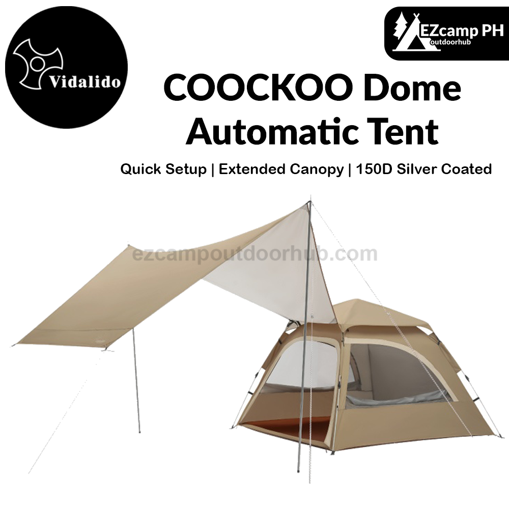 Vidalido COOCKOO Dome Automatic Tent Multi-Setup 2-in-1 Quick Fast Build Park Tent 2-3 Persons Silver Coated Sunscreen Waterproof Extended Canopy Outdoor