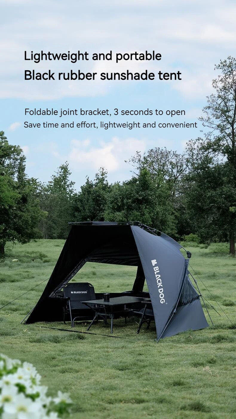 BLACKDOG Black Automatic Sunshade Beach Dome Tent Outdoor Canopy Fast Build UPF50+ Sunscreen Vinyl Coated Camping Picnic Fishing for 2-3 Person Waterproof PU3000mm Black Dog