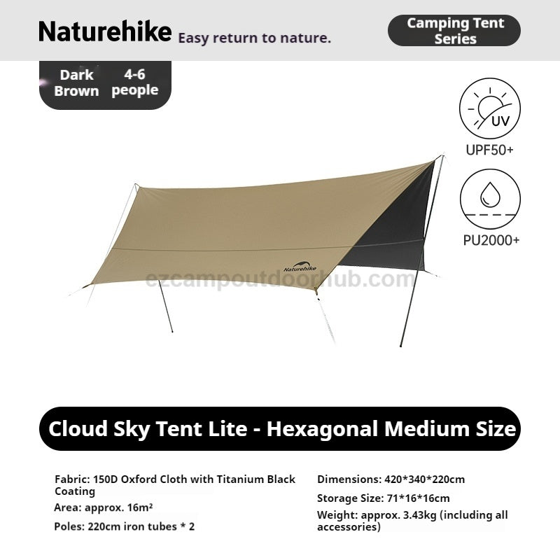 Naturehike CLOUD SKY Camping Tarp Windproof Sunshade Sun Shelter Awning Tent Shade Beach Tourist Canopy Awning 150D Waterproof Outdoor Camping Gear