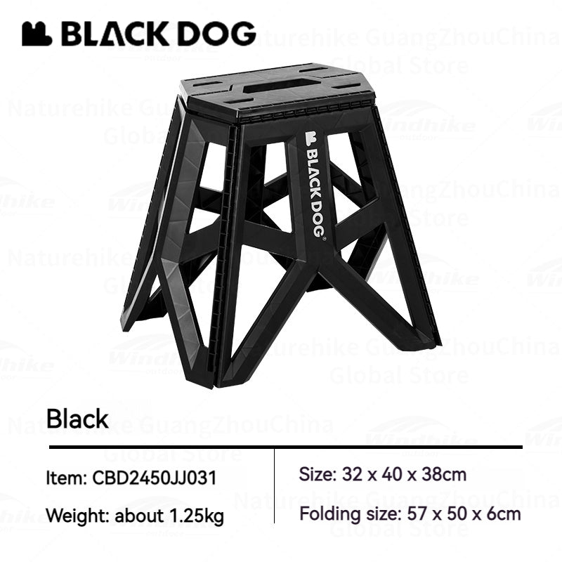 BLACKDOG Ultralight Folding Stool PP Chair Outdoor Portable Stable Bucket Rack Camping Travel Fishing Beach Stool Chair Load Bearing 100kg Heavy Duty Original Black Dog
