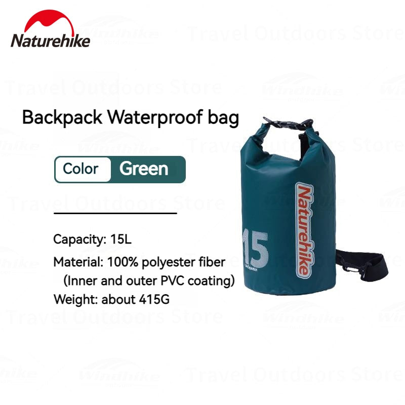 Naturehike Portable Heavy Duty Outdoor Bag IPX6 Waterproof Backpack Ultralight Bag 500D PVC Coating Wet And Dry Separation Fishing Snorkeling Swimming