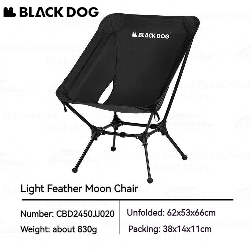 BLACKDOG Light Feather Moon Chair Portable Folding Chair Bearing 130kg Aluminum Alloy Camping Hiking Outdoor Director Ultra Light Chair with Foot Cover