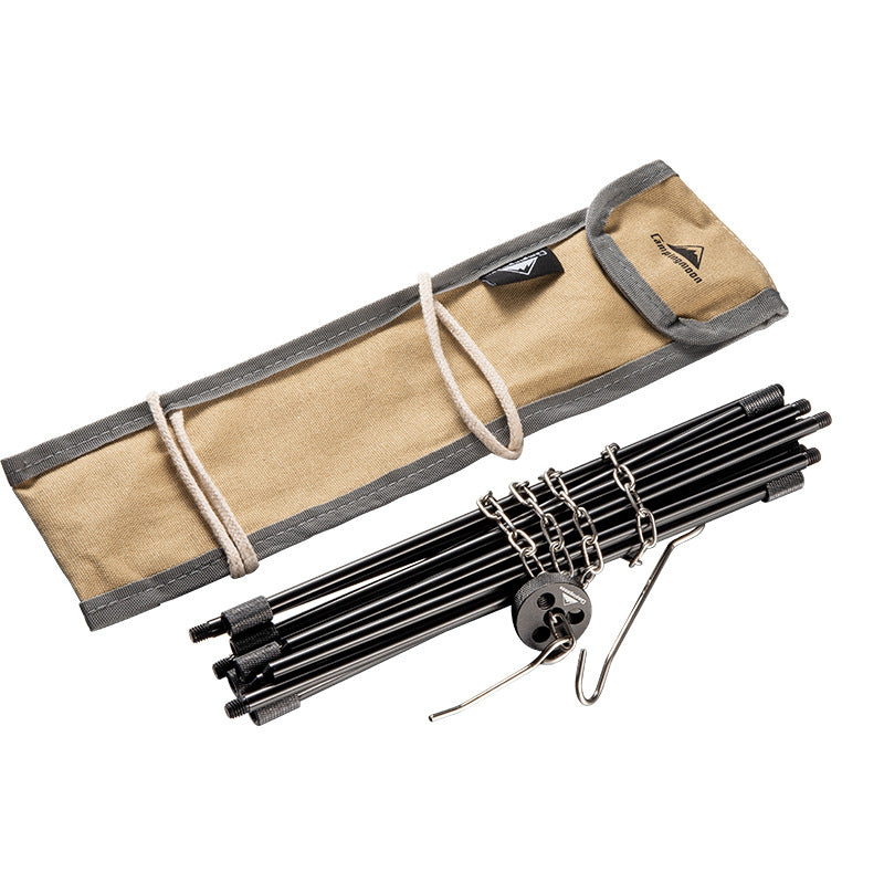 Campingmoon MS-105-BK MS-080-BK Hanging Pot Tripod Bracket Outdoor Portable Lightweight Three-Section Detachable Barbeque Rack Cookware Utensil