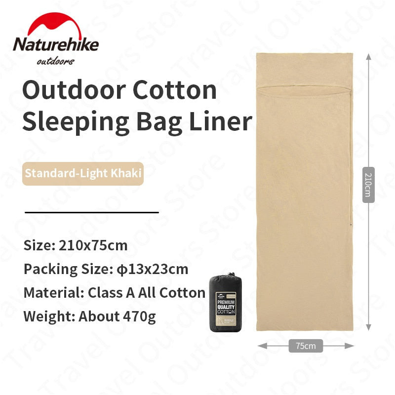 Naturehike Outdoor Single Sleeping Bag Lining 470G / 620G Ultralight Spliceable Hotel Comfortable Premium Cotton Cloth Liner Bag Anti Dirty Bed Sheet Liner Splicing Nature Hike