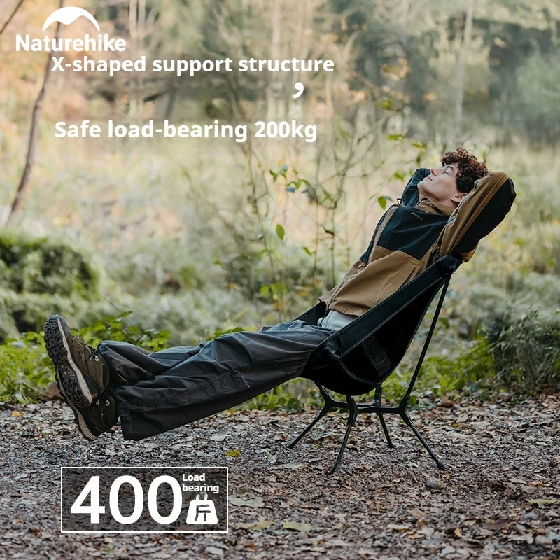 Naturehike YL01 Moon Chair Portable Quick Open Wide Seats Folding Camping Chair Load Bearing 200kg X-Shaped Support Structure Outdoor Fishing Beach Seat