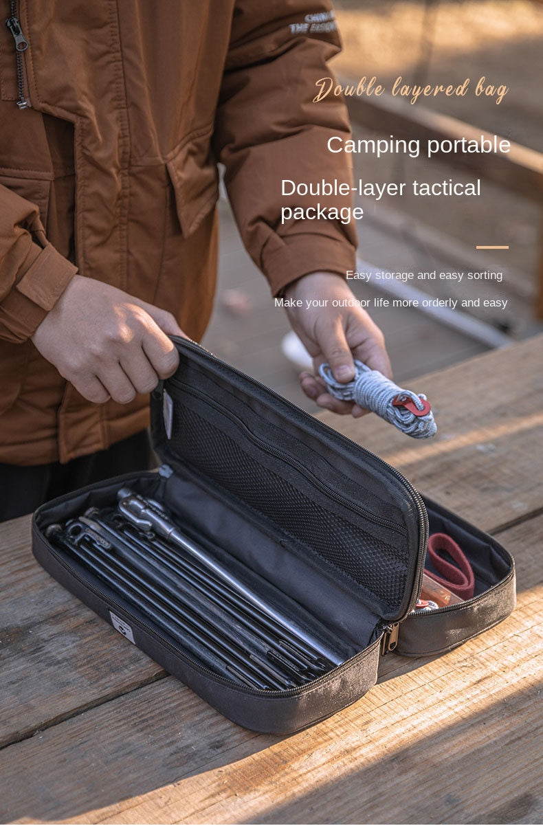 Campingmoon Double Layered Tactical Bag Portable Lightweight Multifunctional Organizer 2 layer Storage Tool Bag Peg Hammer Stakes Tool Box Camping Hiking Picnic Travel Heavy Duty Original Camping Moon